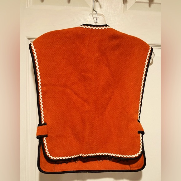 VINTAGE RUSSIAN STYLE KIDS VEST FLORAL ORANGE WOOL EMBROIDERED - Picture 9 of 10